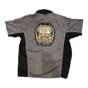 Sturgis Button Up Short Sleeve Shirt 75th Anniversary 2015 Black Hills Rally